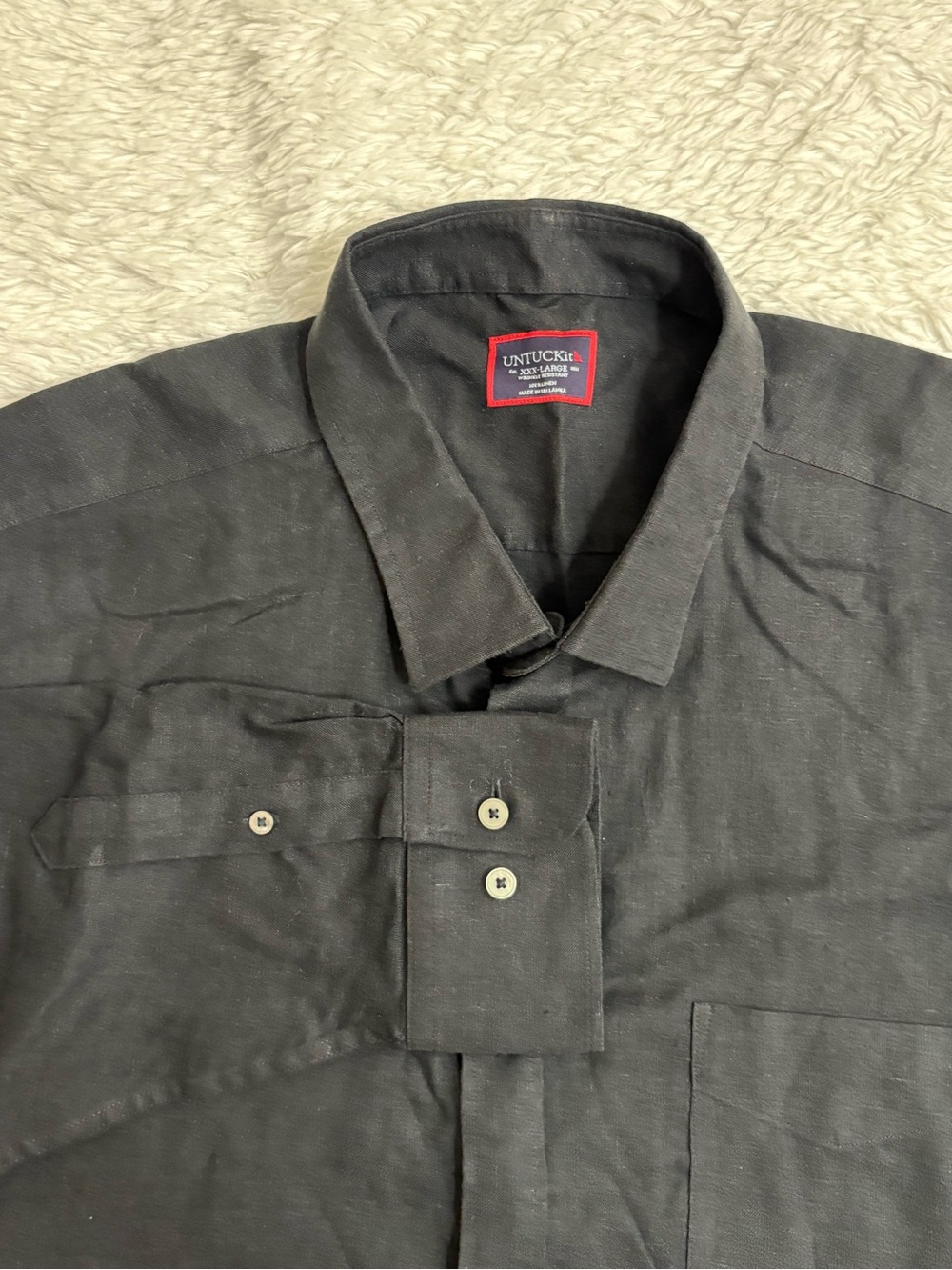 UNTUCKIT Men's Black 100% Linen Long Sleeve Button Down Shirt Size
2 XL